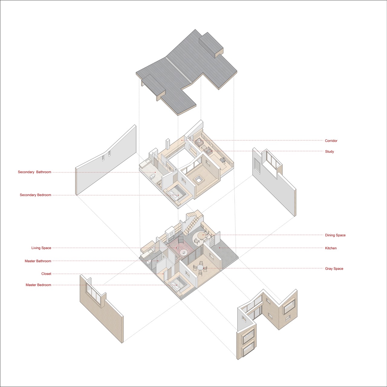 ““母亲住宅”轴测爆炸图 ©CPLUS Exploded axonometric view of the “Mother’s House” ©CPLUS”大.jpeg